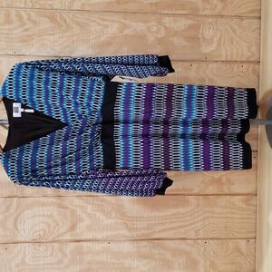 Laundry by Design NEW Multi Color Geo Print Long Sleeve Dress Size 10